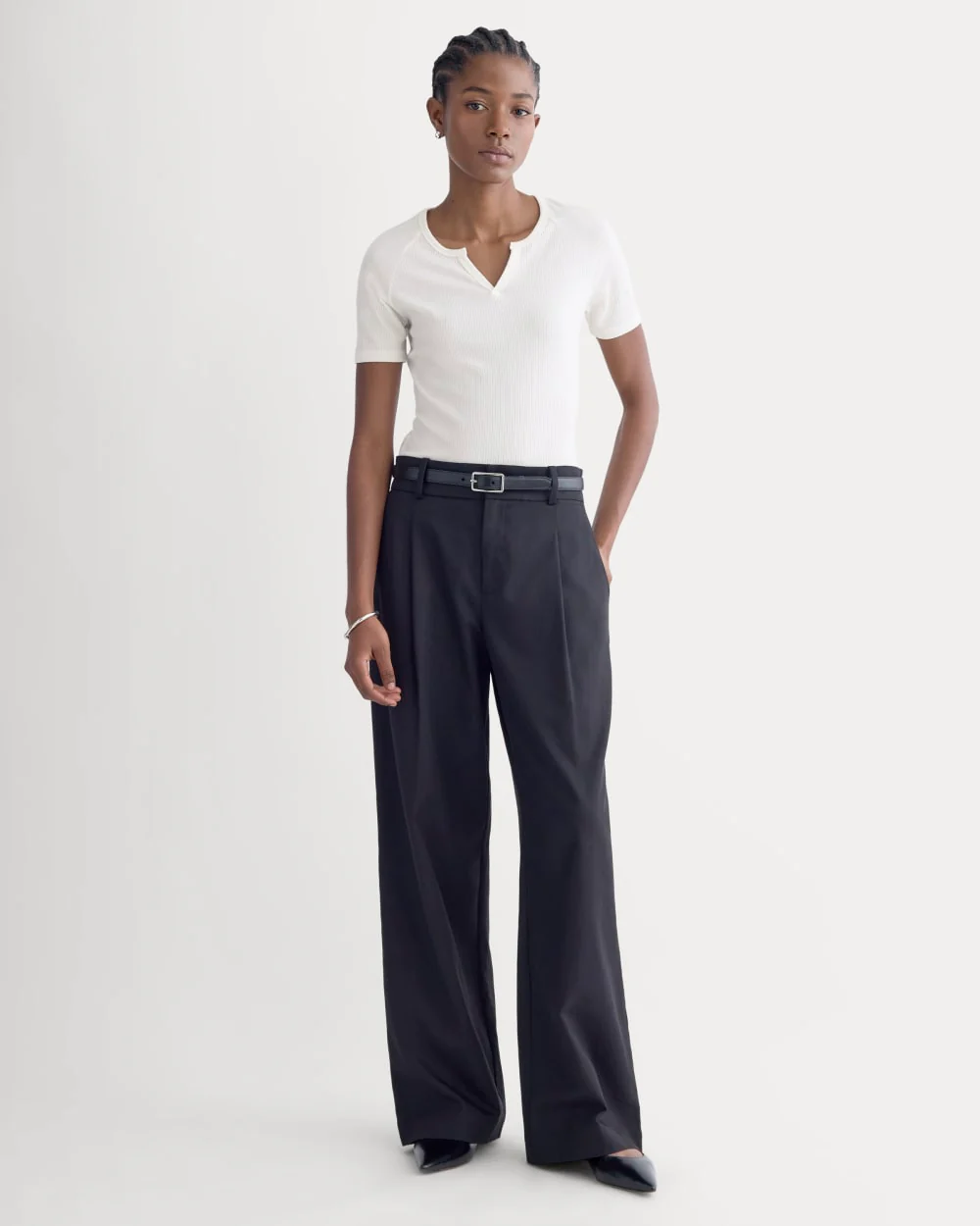 The Shimmy V-Neck Top | Bone