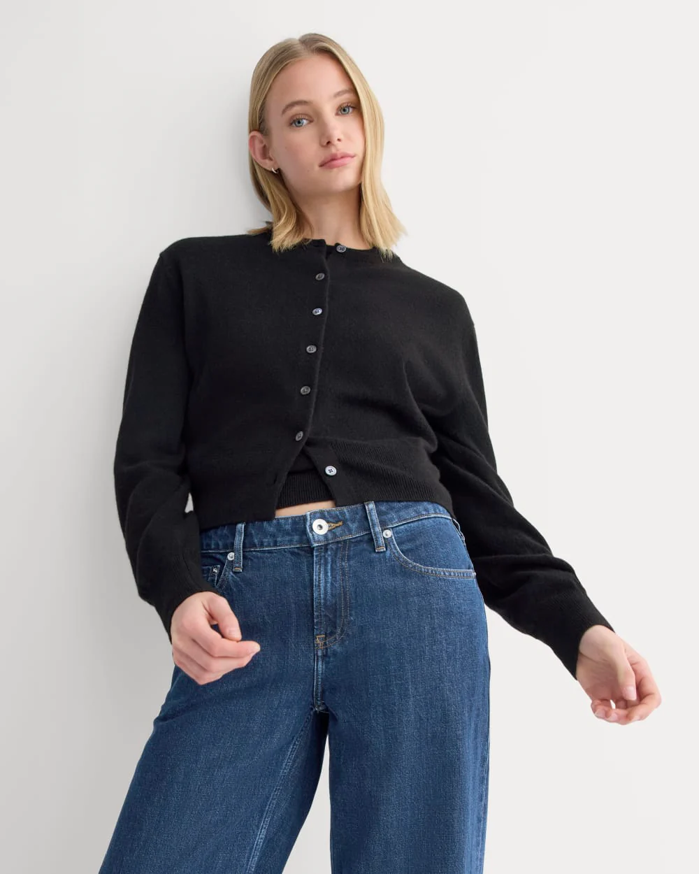 Cashmere Cropped Cardigan | Black