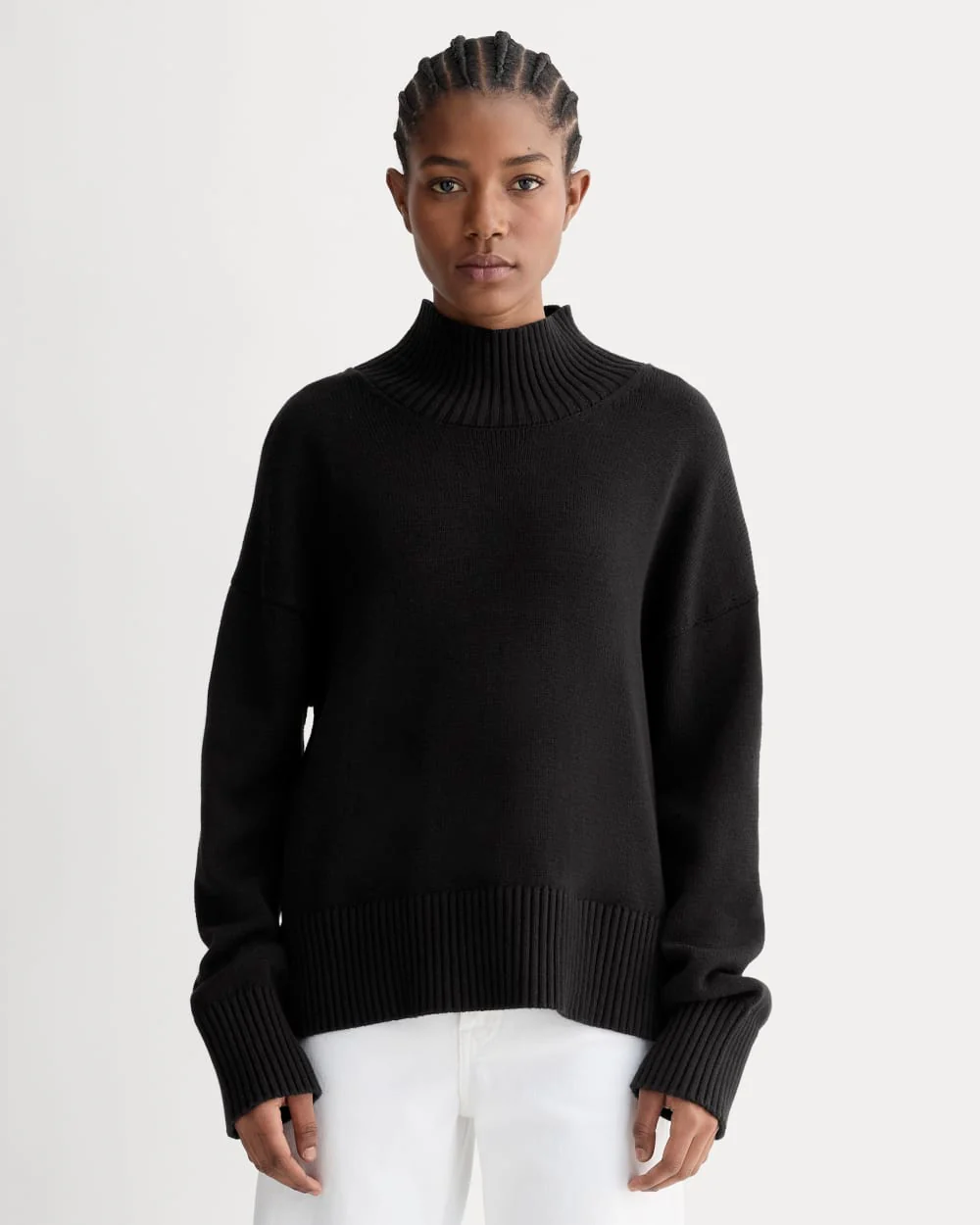 The Boxy Turtleneck in Everyday Cotton | Black