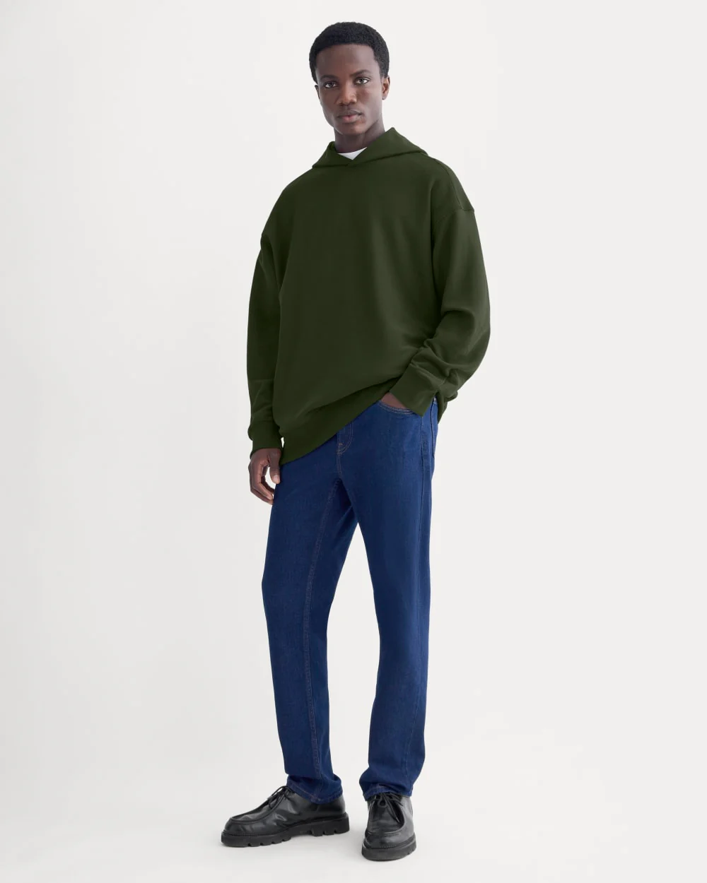 Twill Terry Jacquard Hoodie | Dark Forest