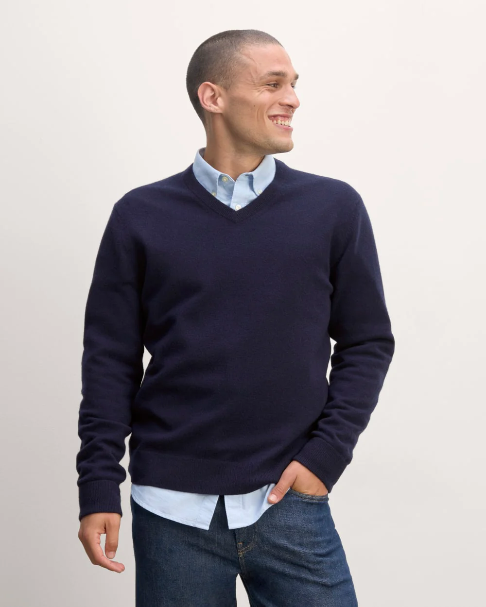 The Cashmere V-Neck Sweater | Navy