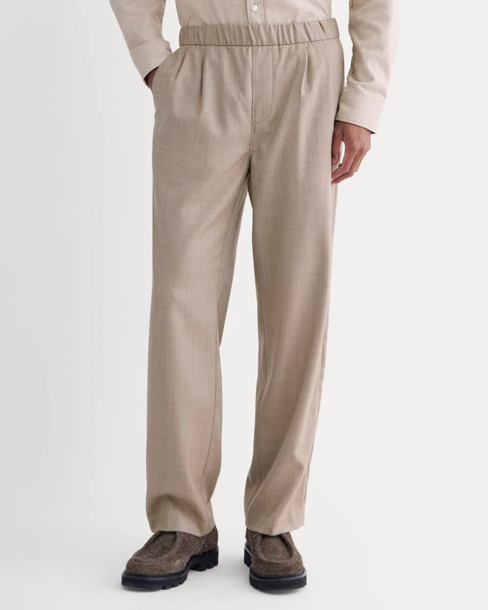 Pleated Trouser in Tailor Twill | Light Taupe
