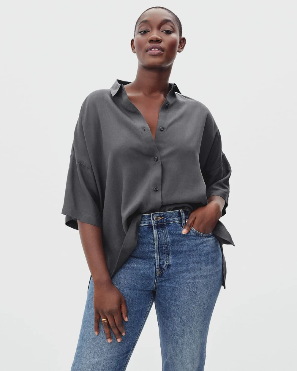 The Drapey Square Shirt | Slate Grey
