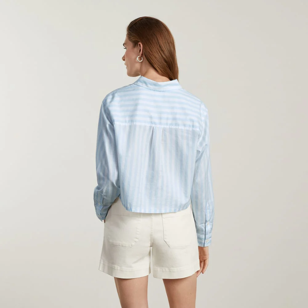 The Way-Short Shirt in Silky Cotton |  Mariner Blue / White
