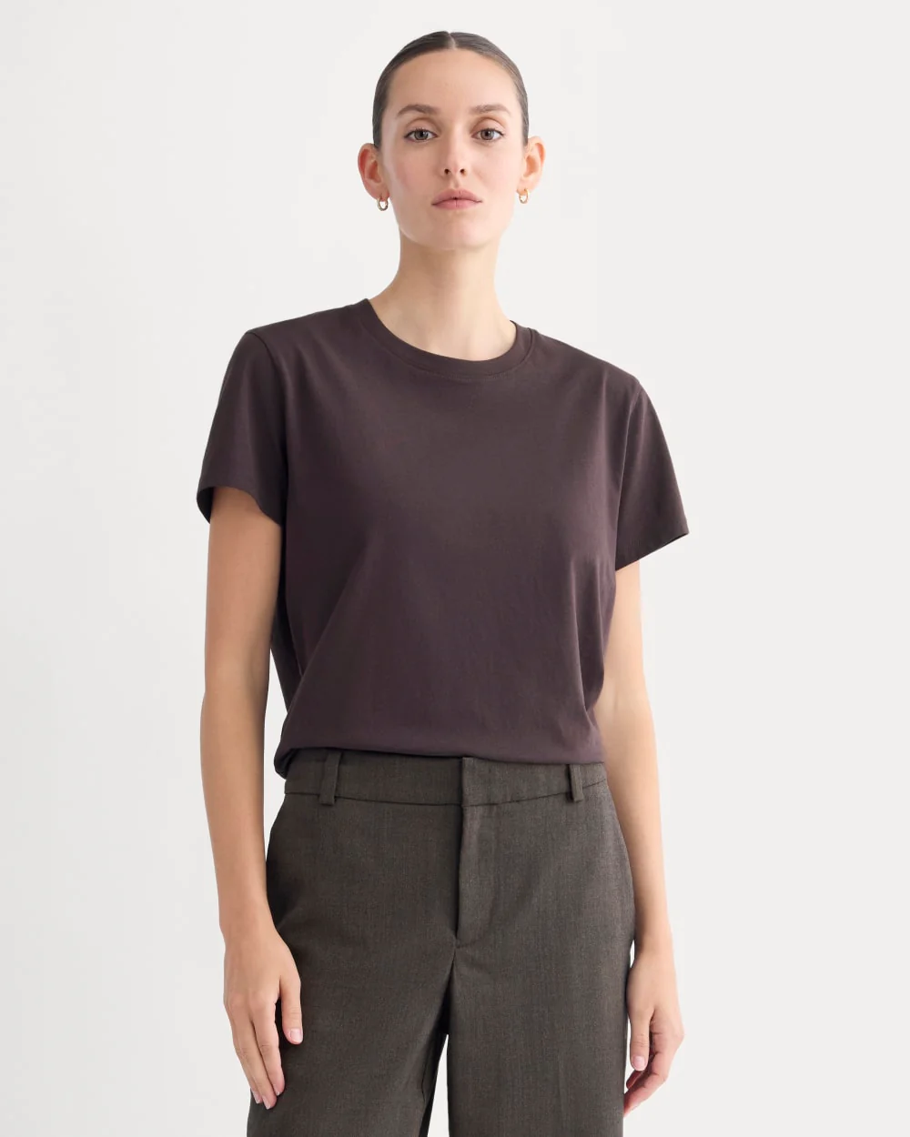 The Box-Cut Tee in Essential Cotton | Dark Chocolate | No Pocket