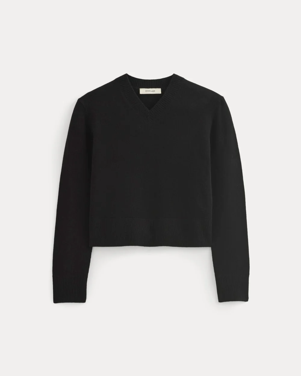 Cashmere Cropped High-V Sweater | Black