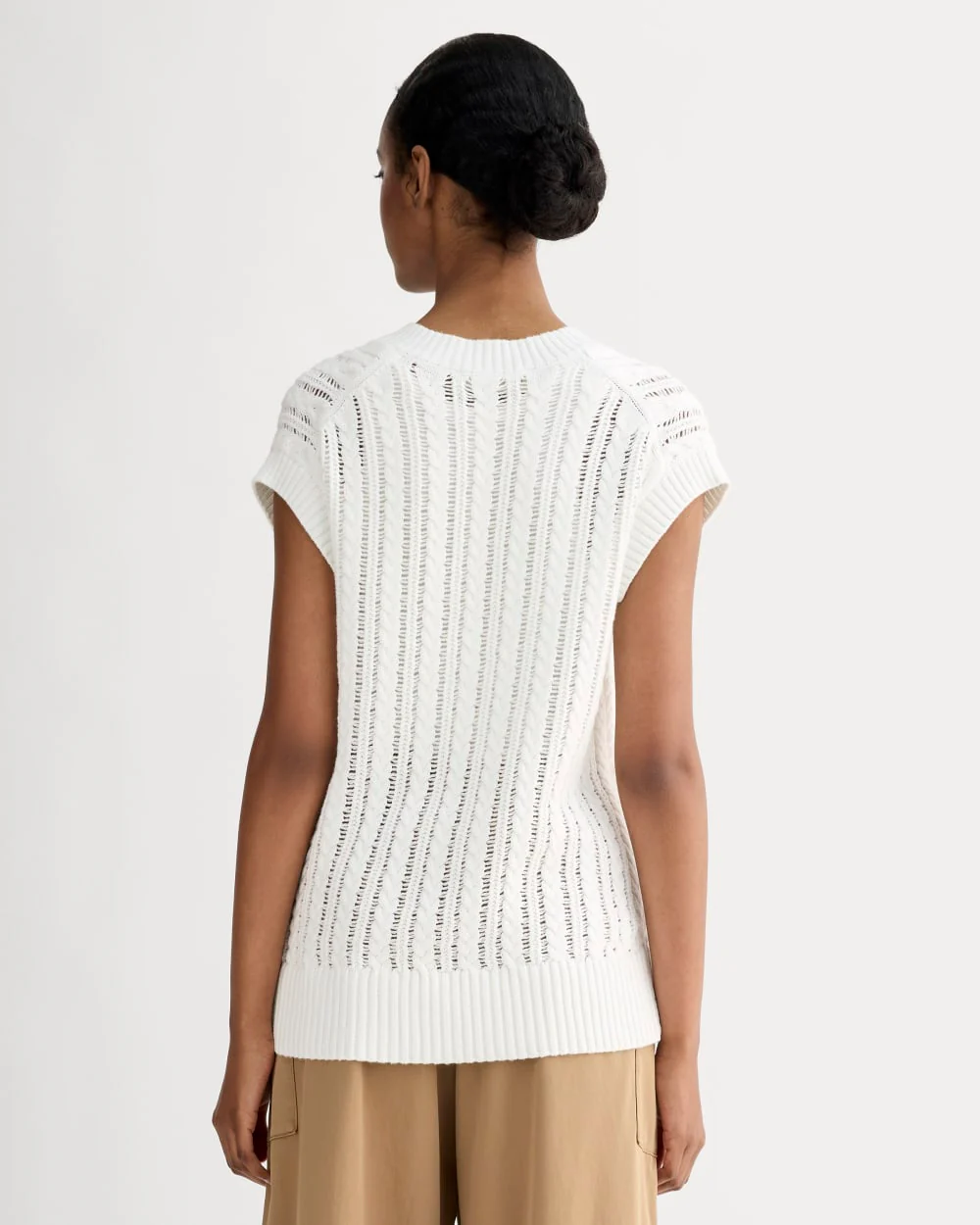 The Mesh Cable Vest in Everyday Cotton | White