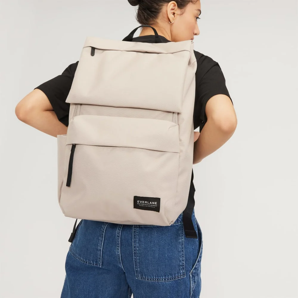 The ReNew Transit Backpack | Warm Quartz (with label)