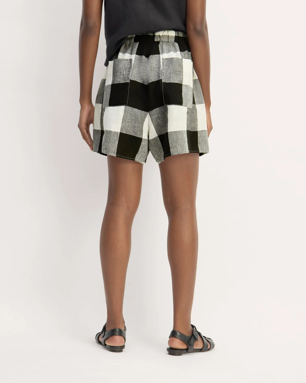 The Linen Easy Short | Bone / Black Check