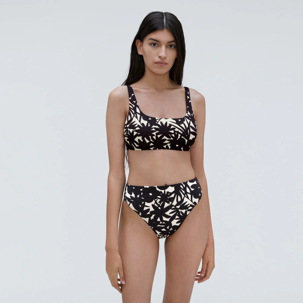 The Square-Neck Bikini Top | Black / Canvas Floral