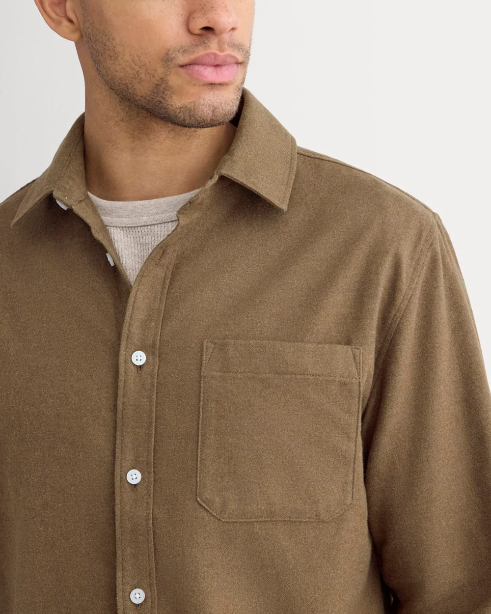 Brushed Flannel Shirt | Heathered Cocoa Brown