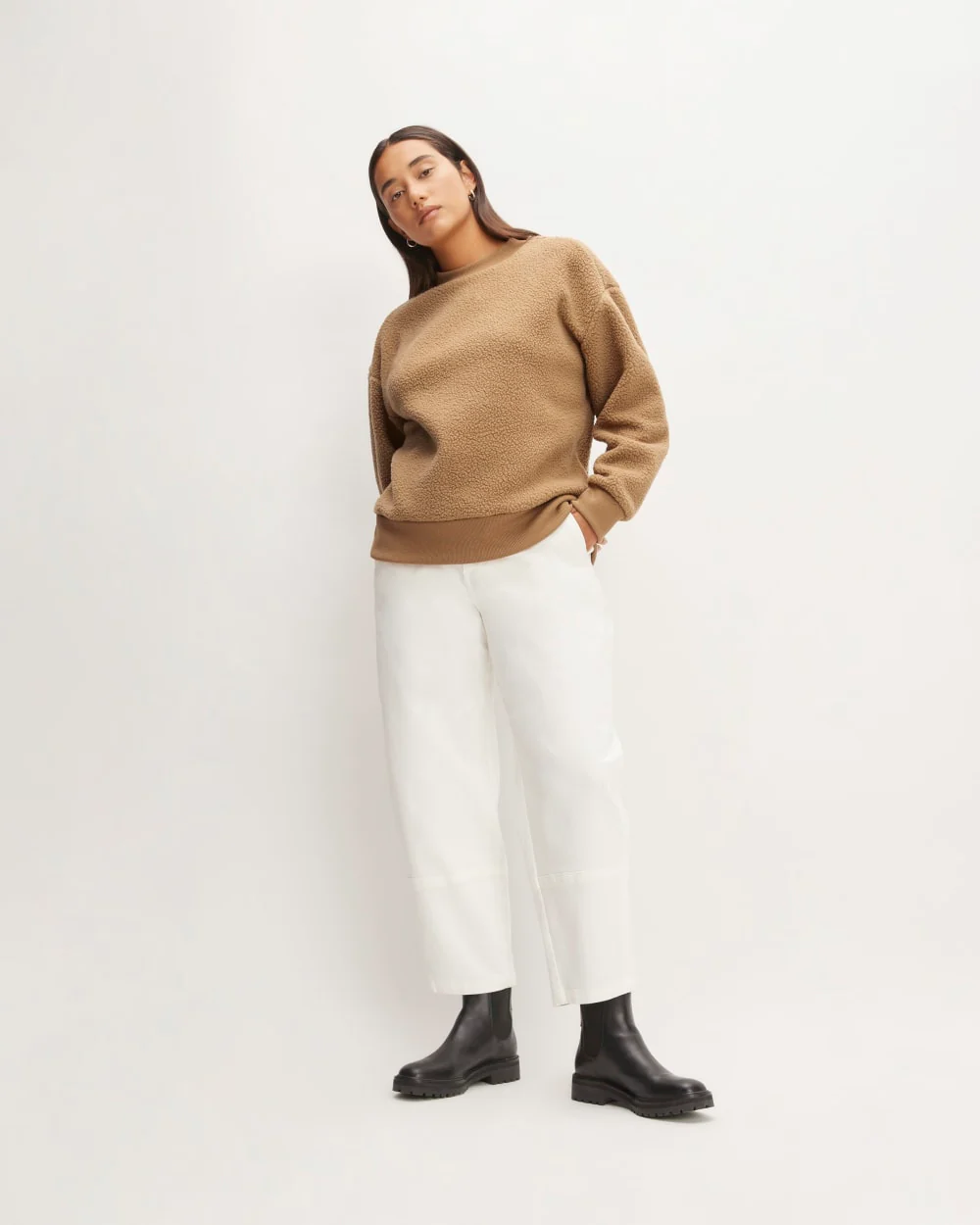 The ReNew Fleece Oversized Crew | Tiger's Eye