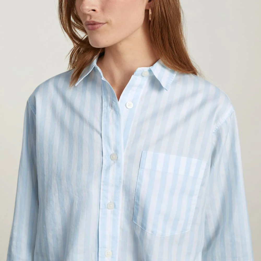 The Way-Short Shirt in Silky Cotton |  Mariner Blue / White