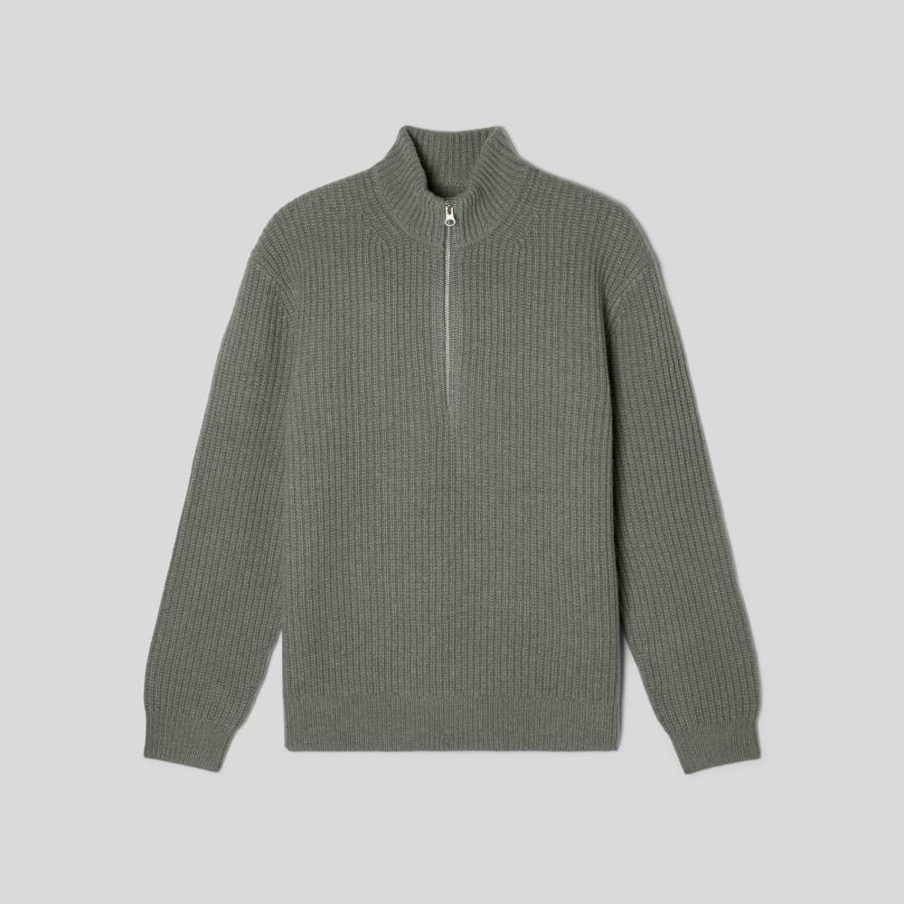 The Felted Merino Half-Zip Sweater | Storm Green