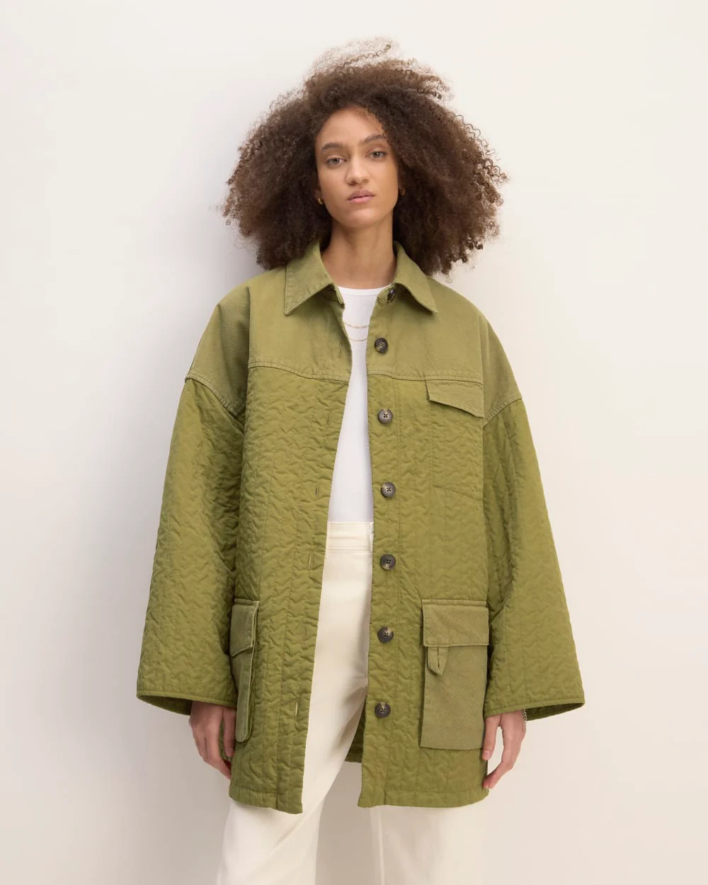 The Everlane x Marques' Almeida Canvas Patchwork Jacket | Moss Green