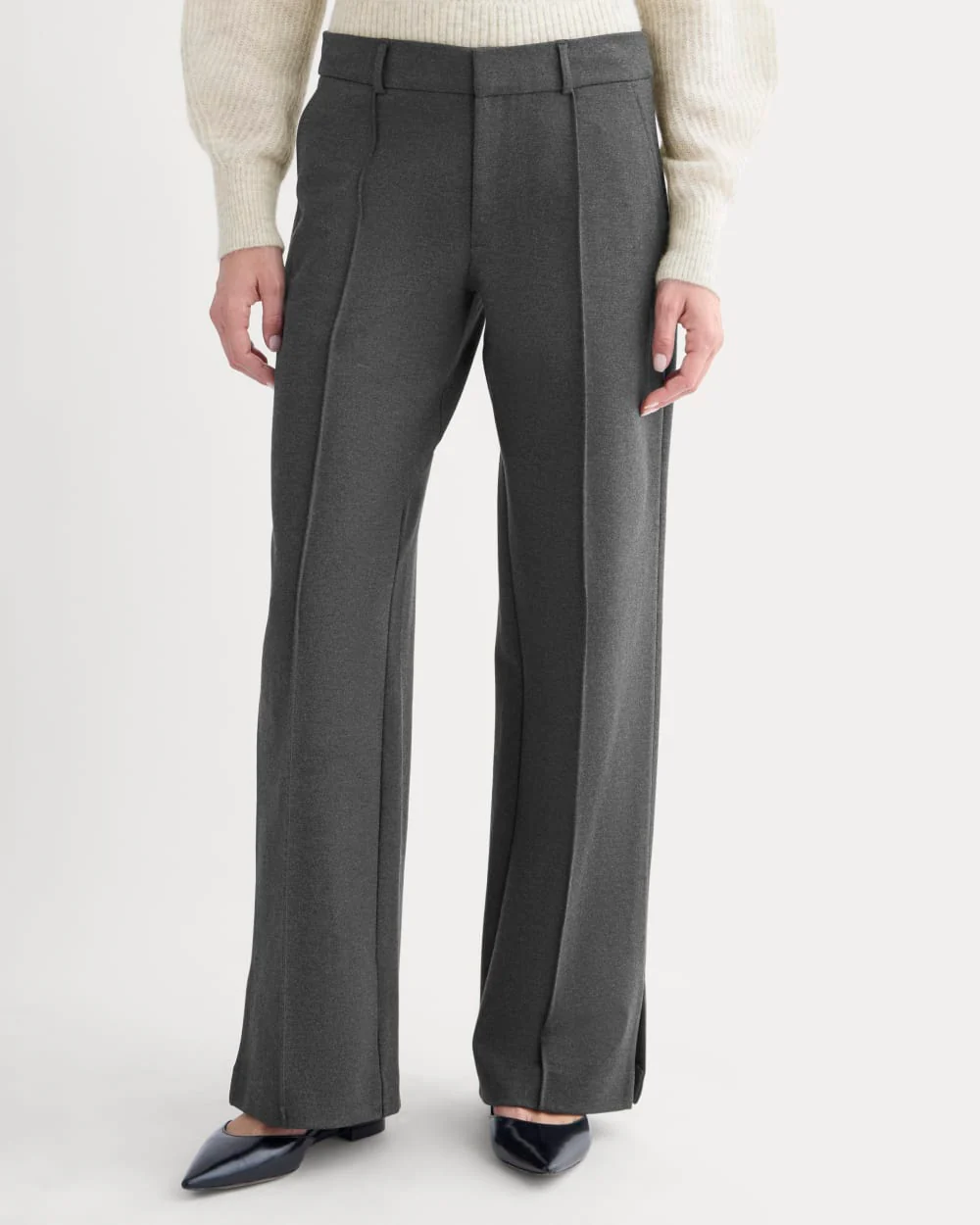 Dream Wide-Leg Trouser | Heathered Soot