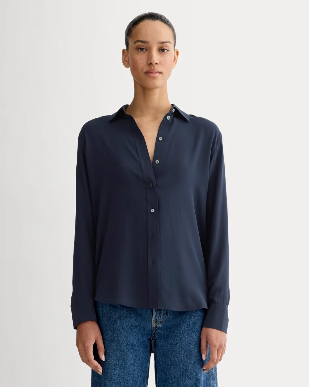 The Must-Have Shirt in Washable Silk | Navy