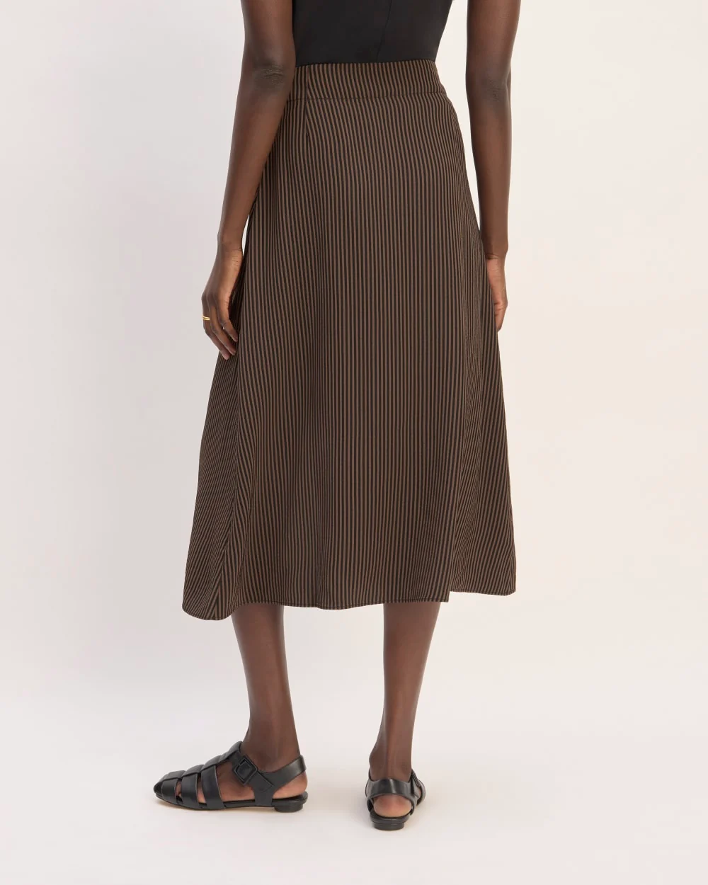 The Mini Jacquard Stripe Slip Skirt | Cocoa / Black