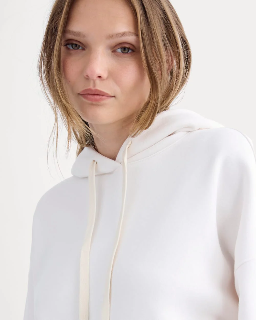 Cropped Luxe Fleece Hoodie | Bone