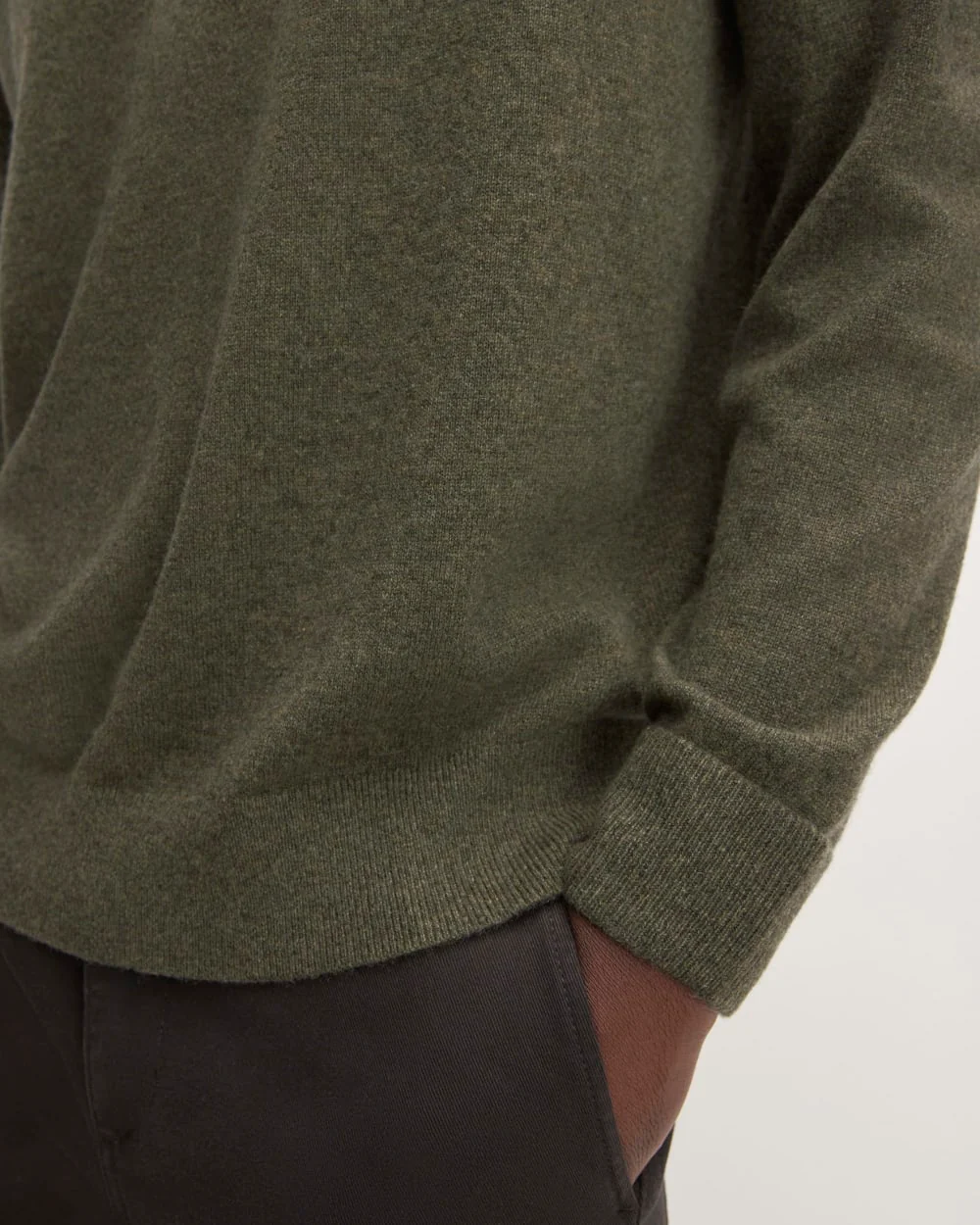 The Grade-A Cashmere Crew | Heathered Army Green