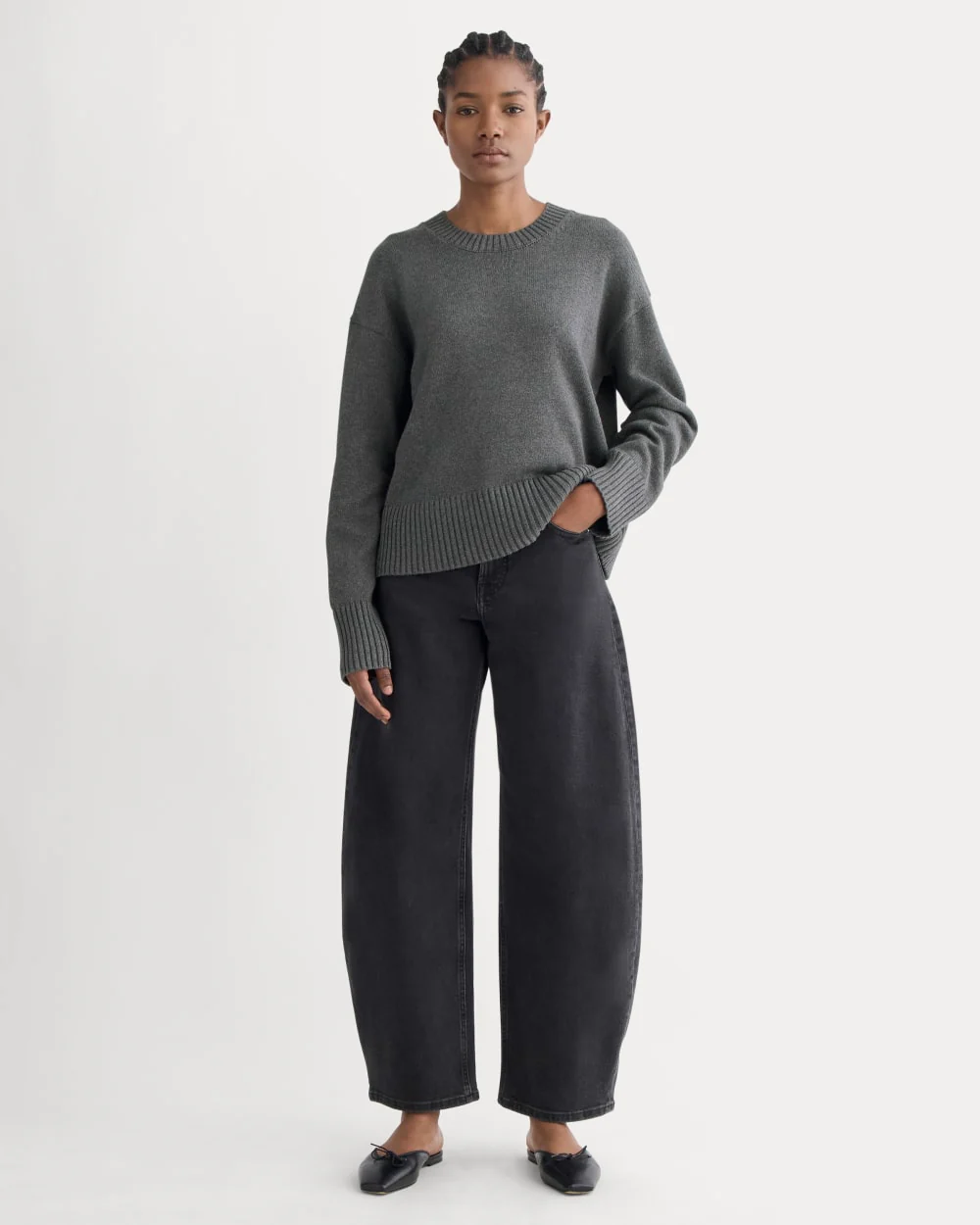 The Boxy Sweater in Everyday Cotton | Heathered Charcoal