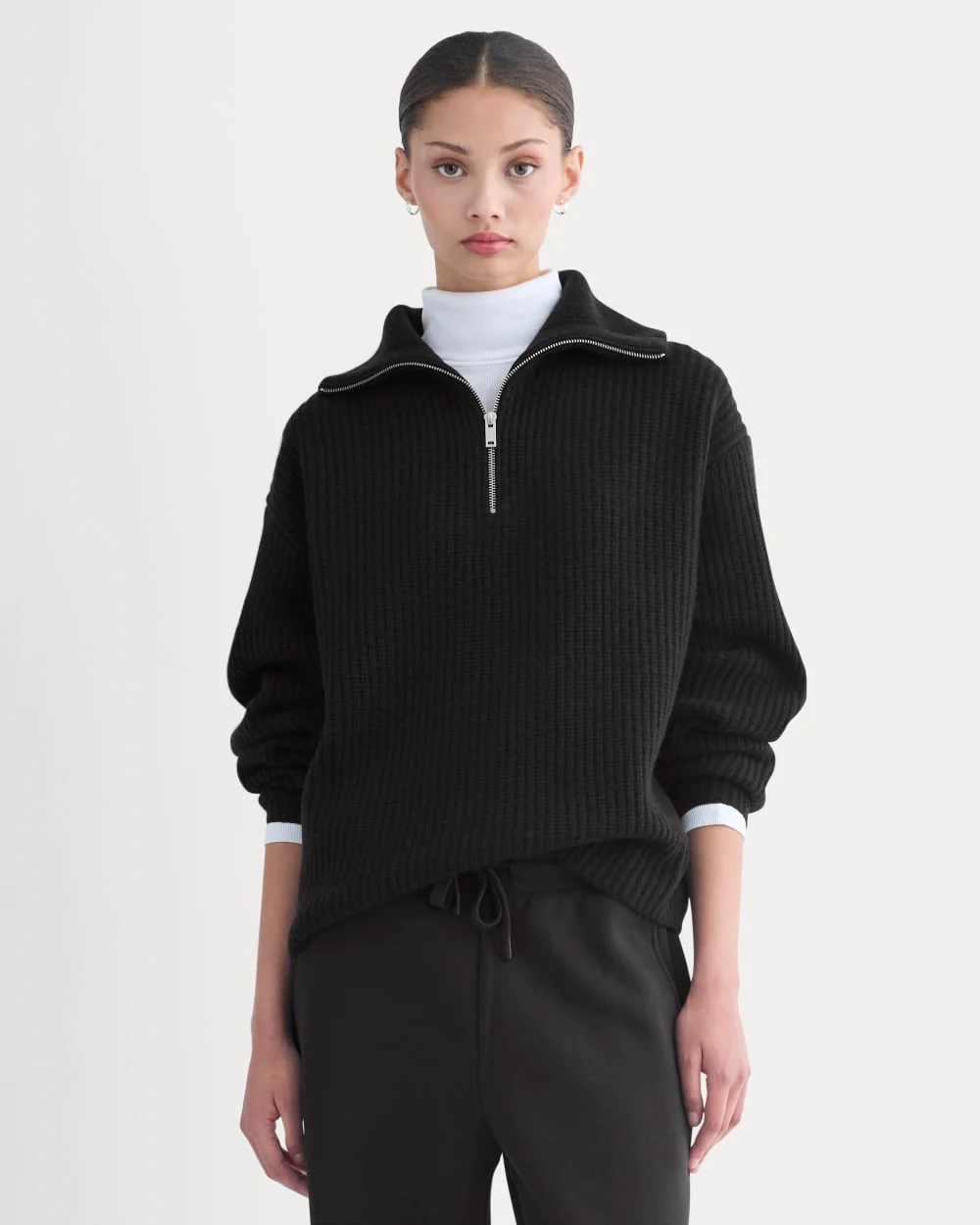 The Half-Zip Sweater in Luxe Merino | Black