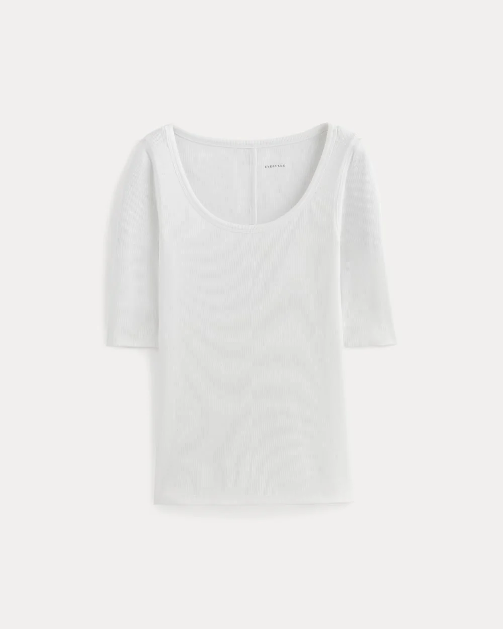The Luxe Rib Scoop-Neck Tee | White
