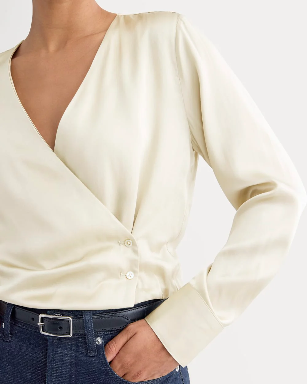 Wrap Top in Silk Charmeuse | Peyote