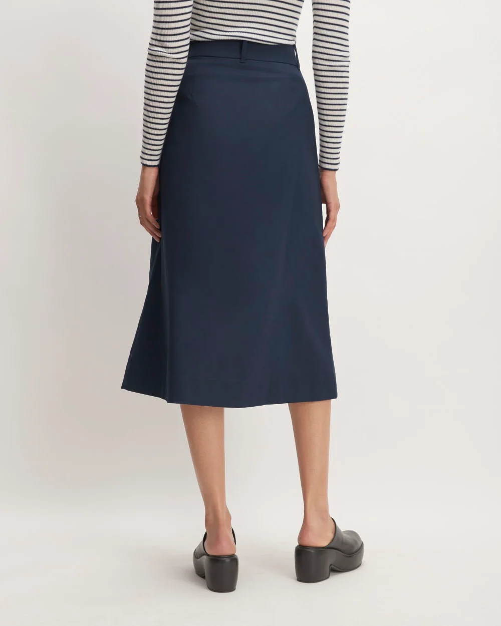 The Structured Cotton A-Line Skirt | Navy