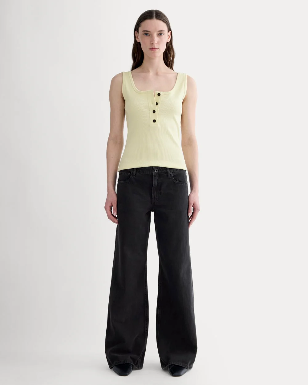 The Selfie Henley Tank | Light Yellow