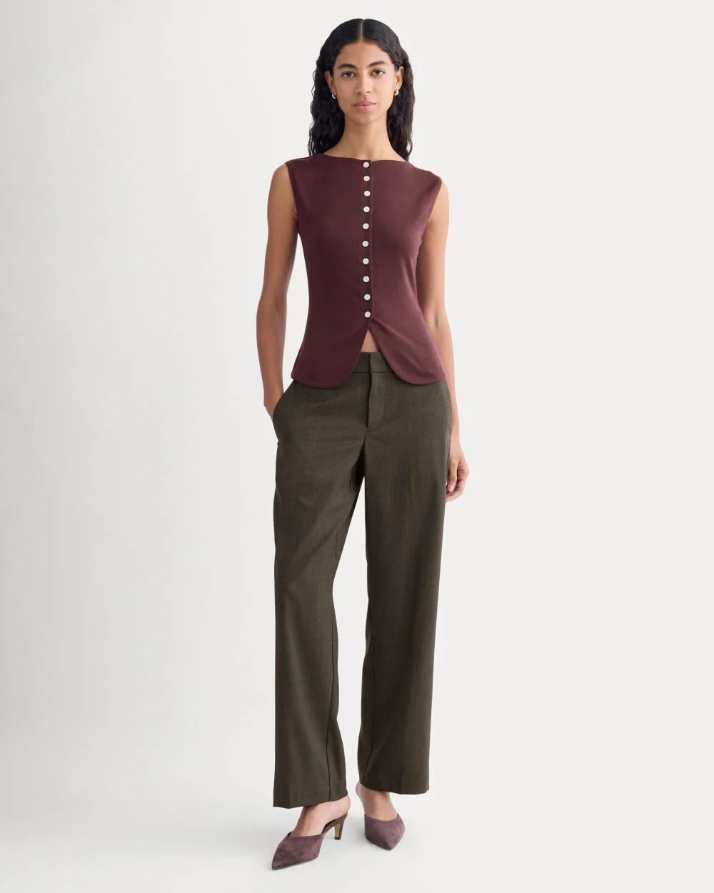 Sleeveless Button-Up in Butterluxe | Deep Plum
