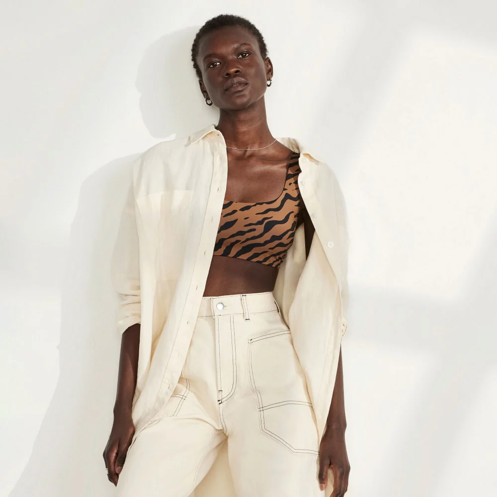 The Square-Neck Bikini Top | Tiger Stripe Toasted Coconut