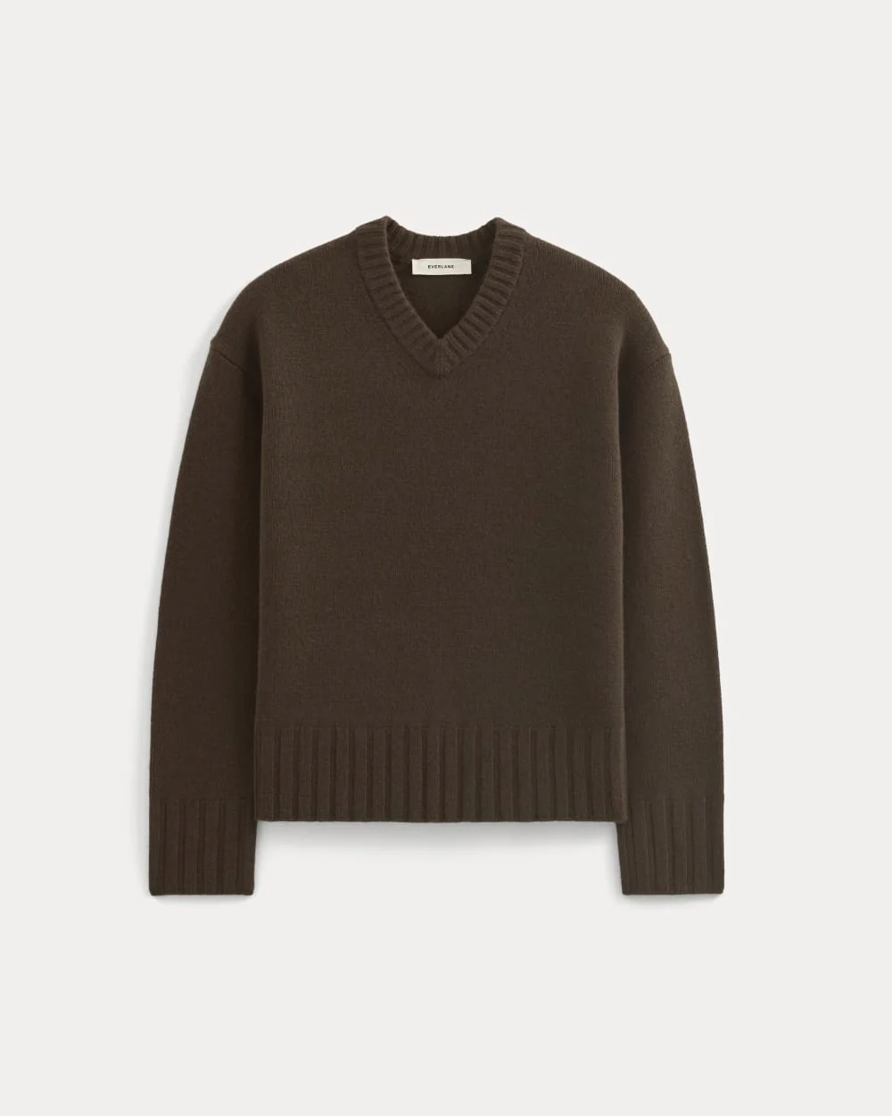 V-Neck Sweater in Extrafine Luxe Merino | Coffee Bean
