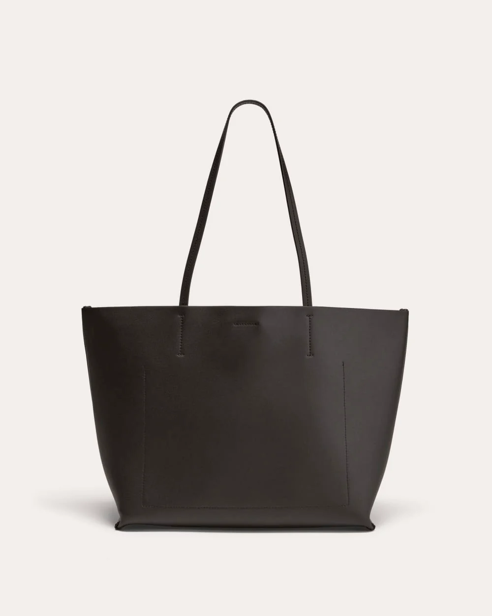The Luxe Medium Italian Leather Tote | Black