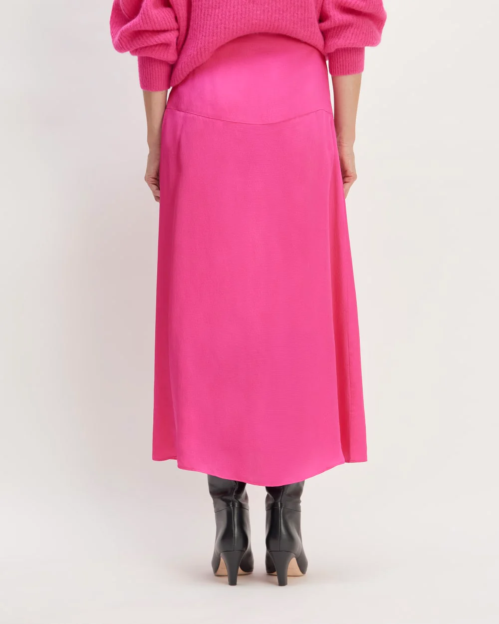 The Hammered Satin Slip Skirt | Fuchsia Pink