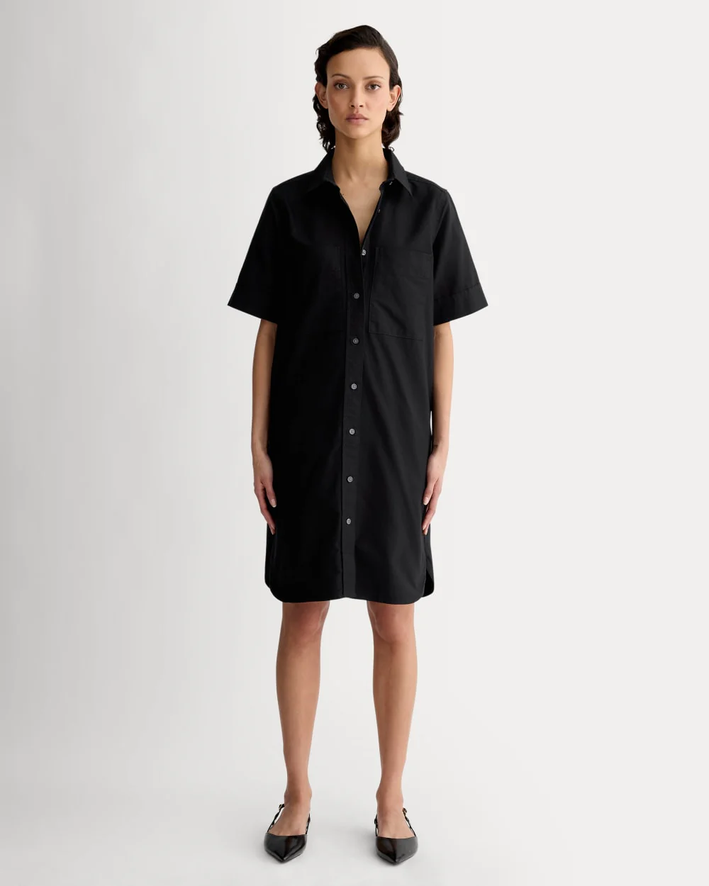 The Oxford Short-Sleeve Shirt Dress | Black