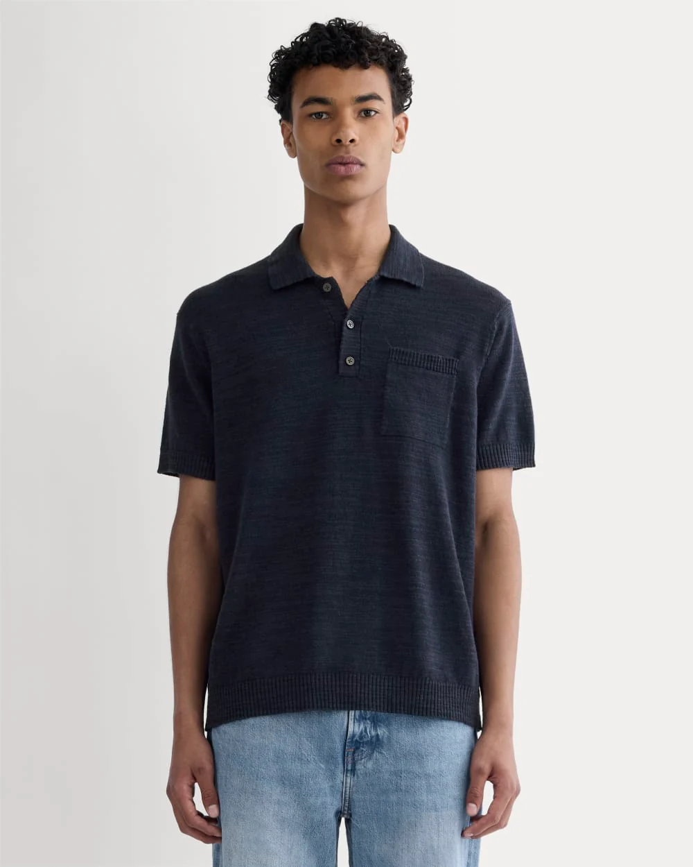 The Cotton Linen Polo | Navy
