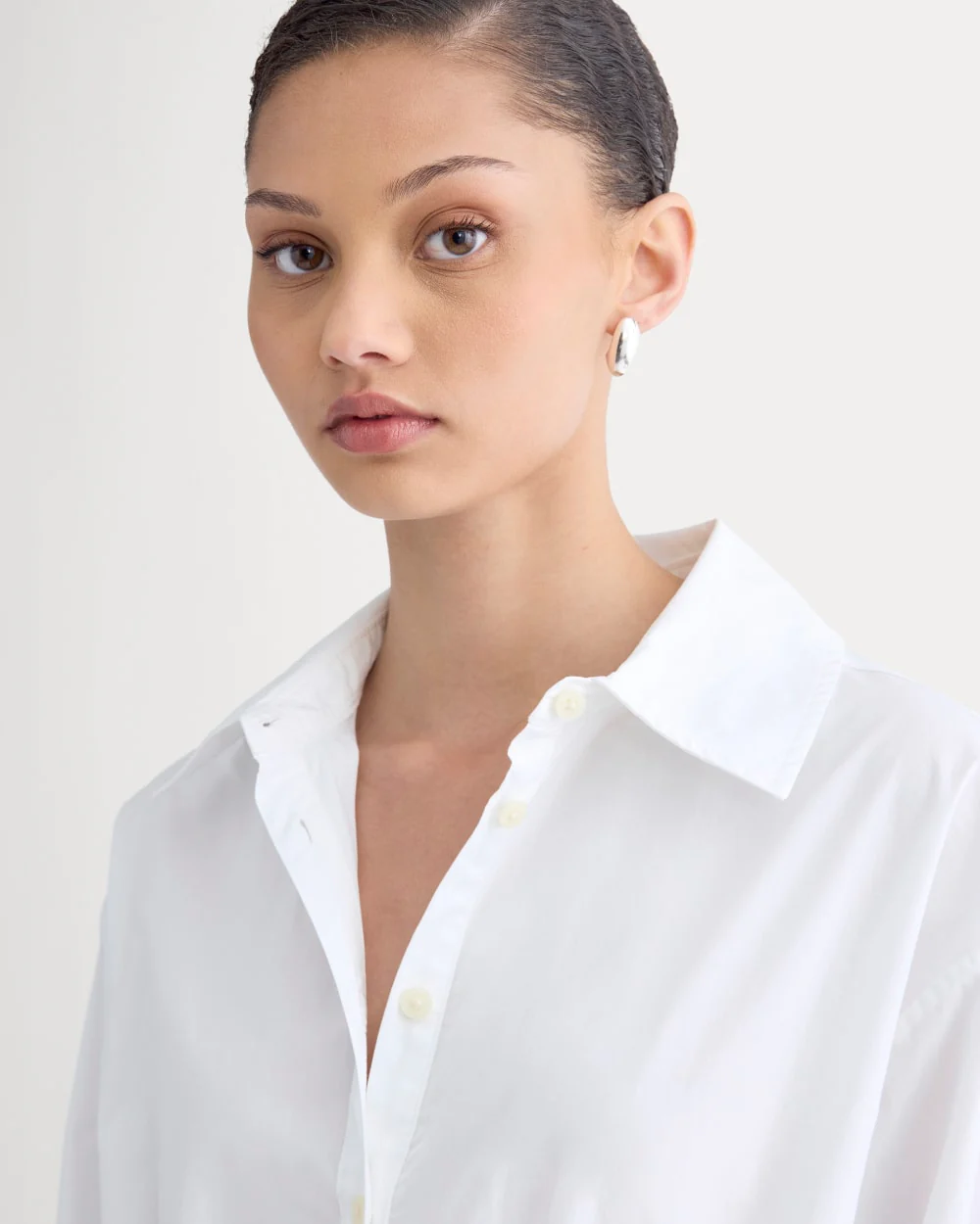 The Drawcord Shirtdress in Ultrasoft Cotton | White