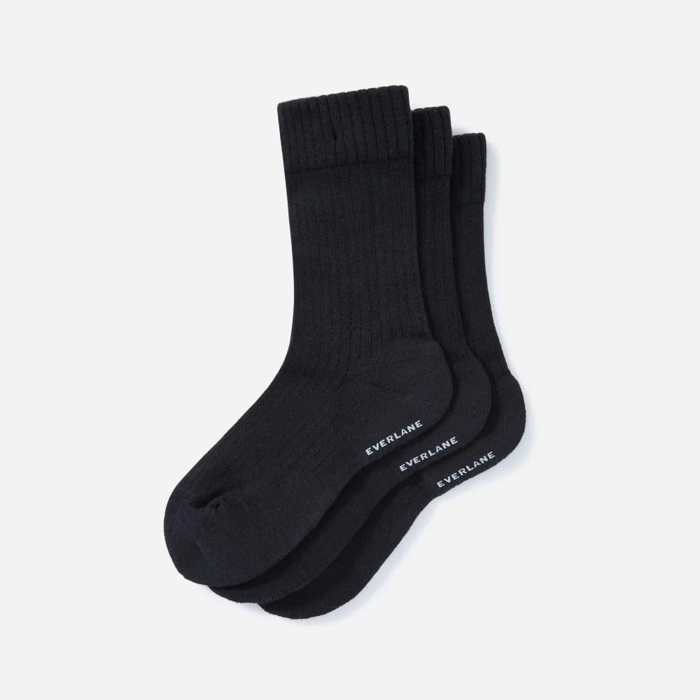 The Organic Cotton Ribbed Crew Sock 3-Pack | Black