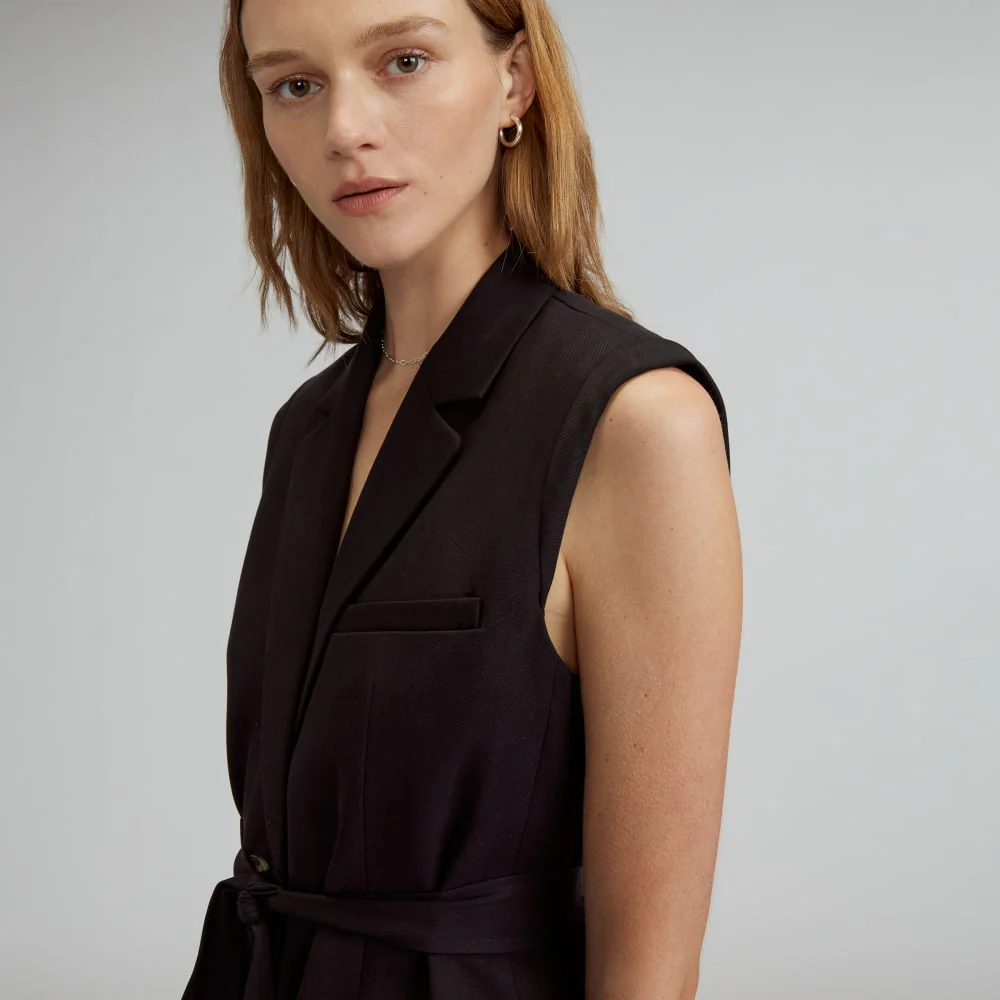 The Sleeveless Blazer in Buttersmooth | Black