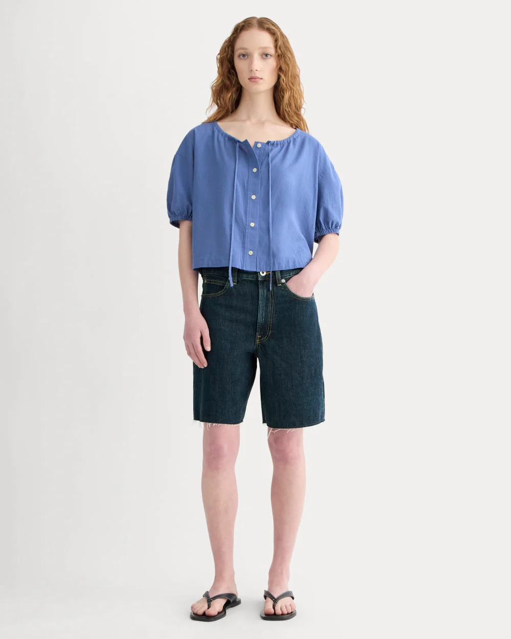 The Gauze Button-Up | Soft Cobalt