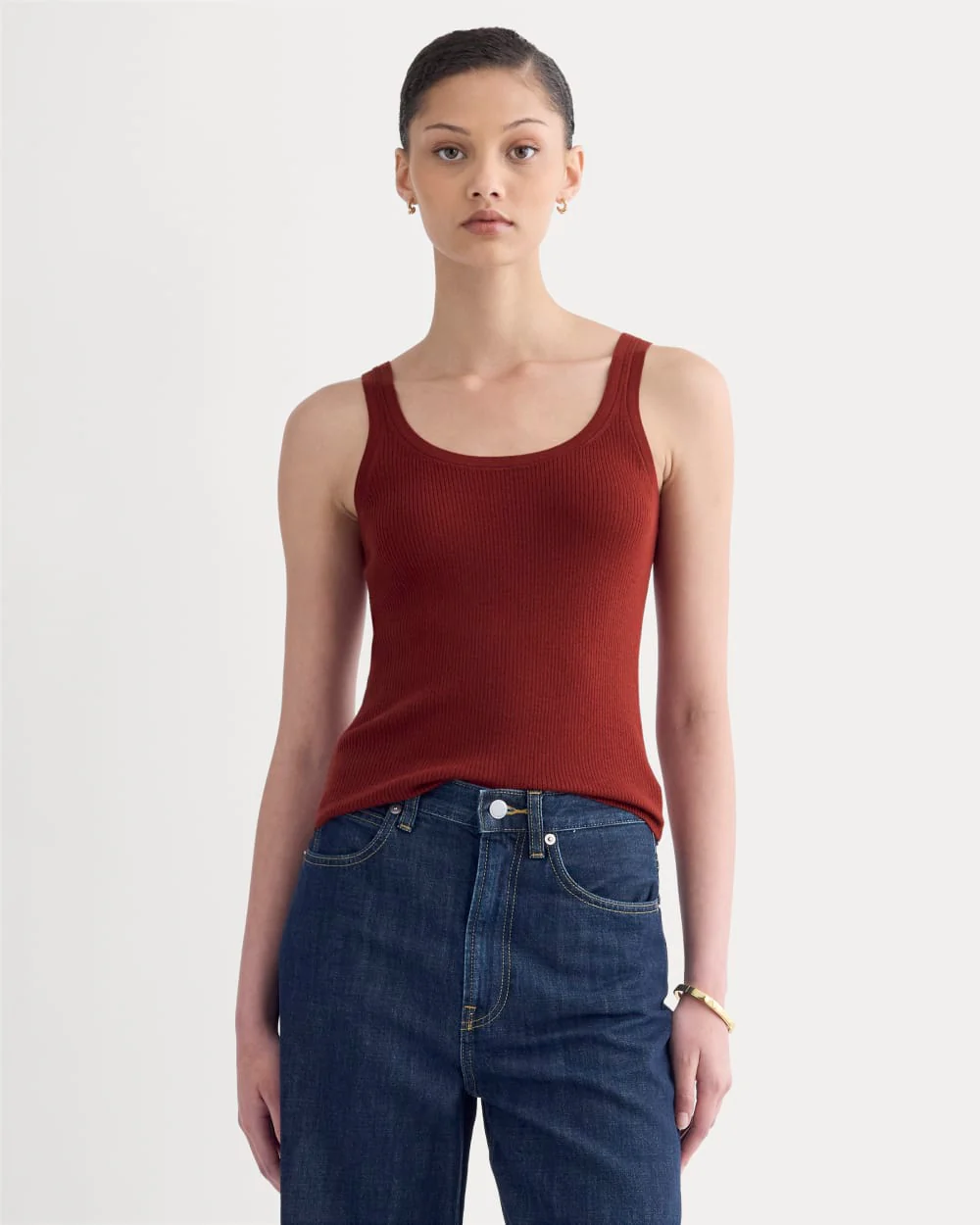 The Light Ribbed Cami in Ultrasoft Merino | Merlot