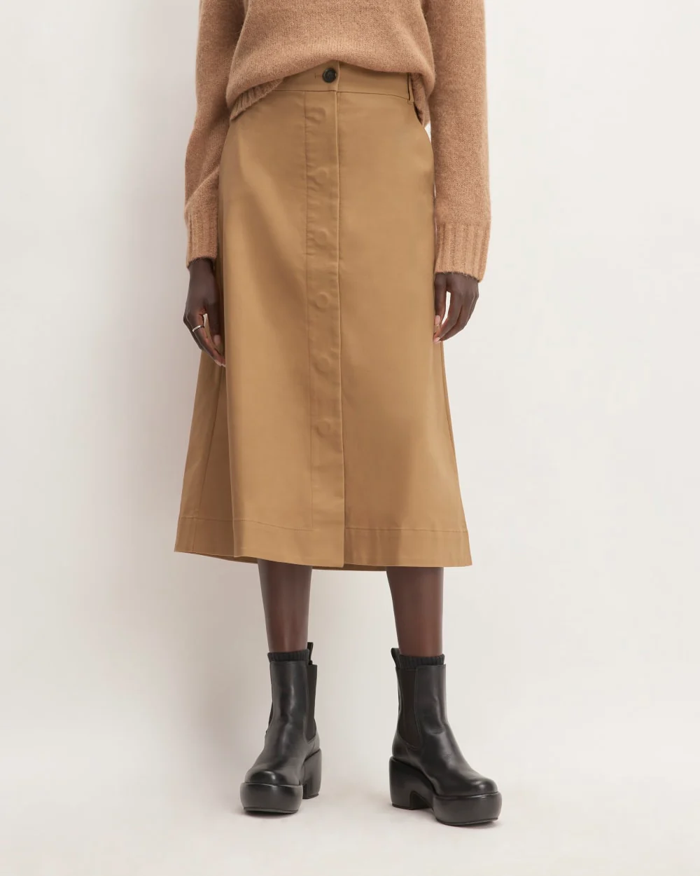 The Structured Cotton A-Line Skirt | Toasted Coconut