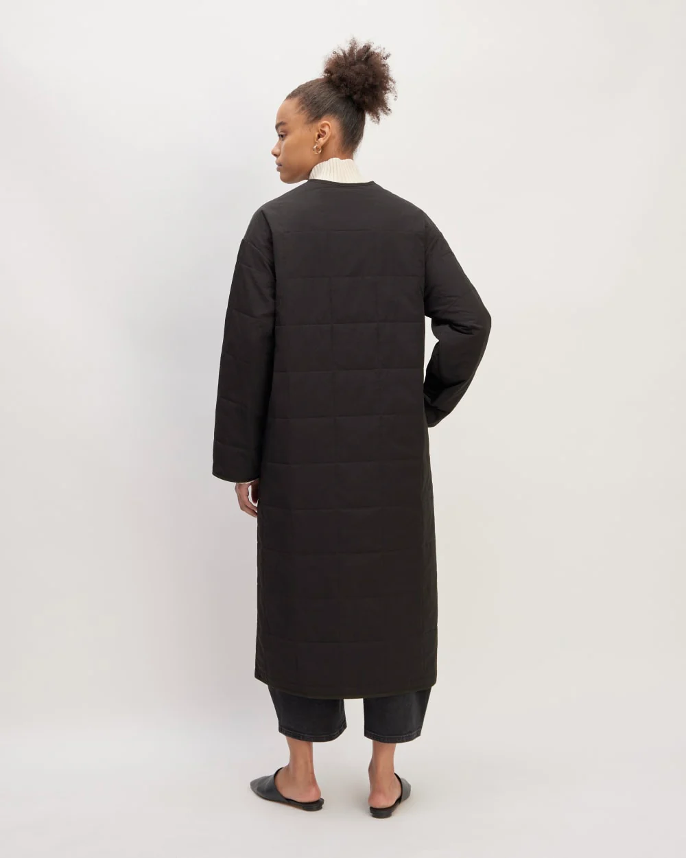 The ReNew Quilted Long Liner | Black