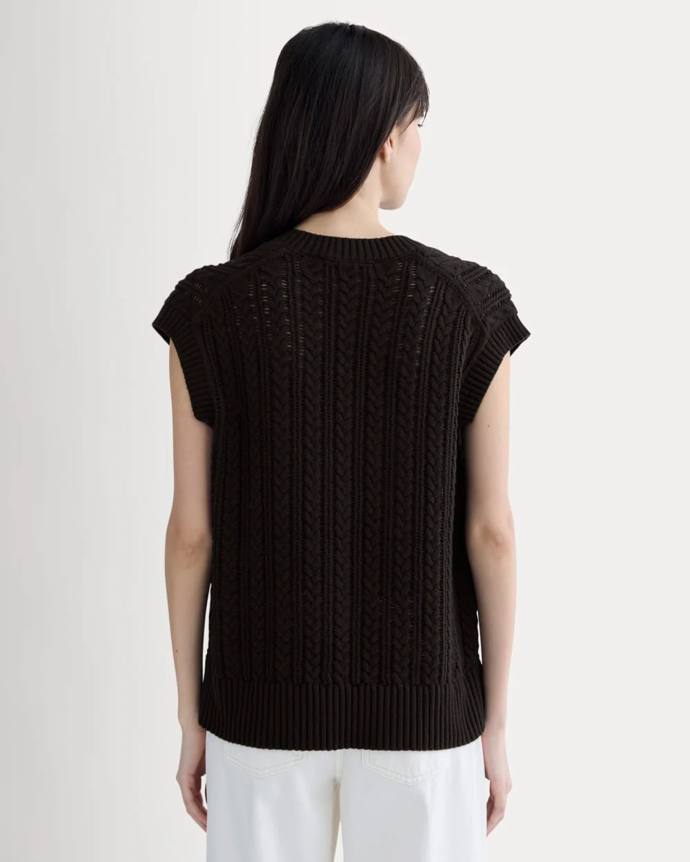 The Mesh Cable Vest in Everyday Cotton | Black