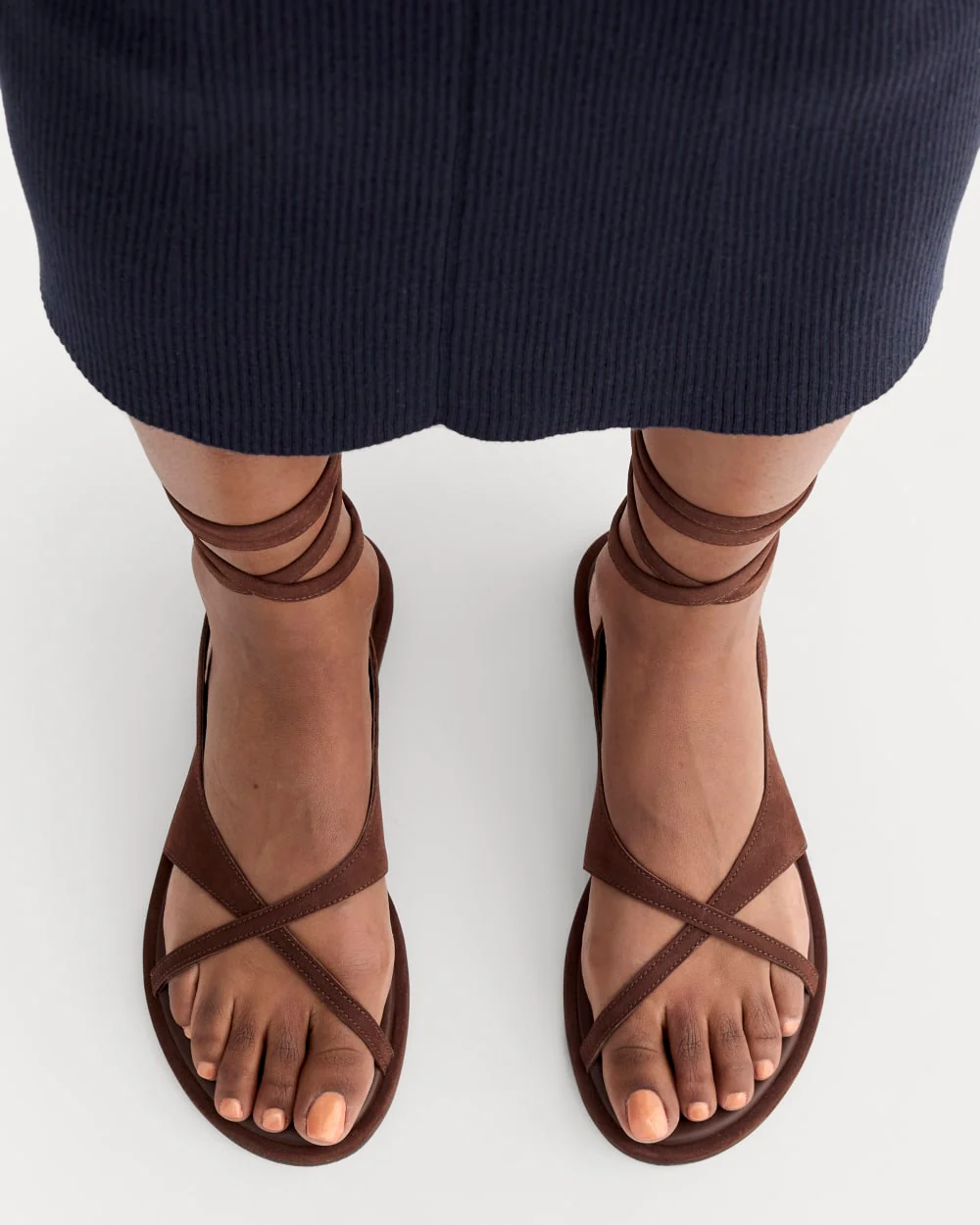 The Leather Crisscross Sandal | Burnt Umber