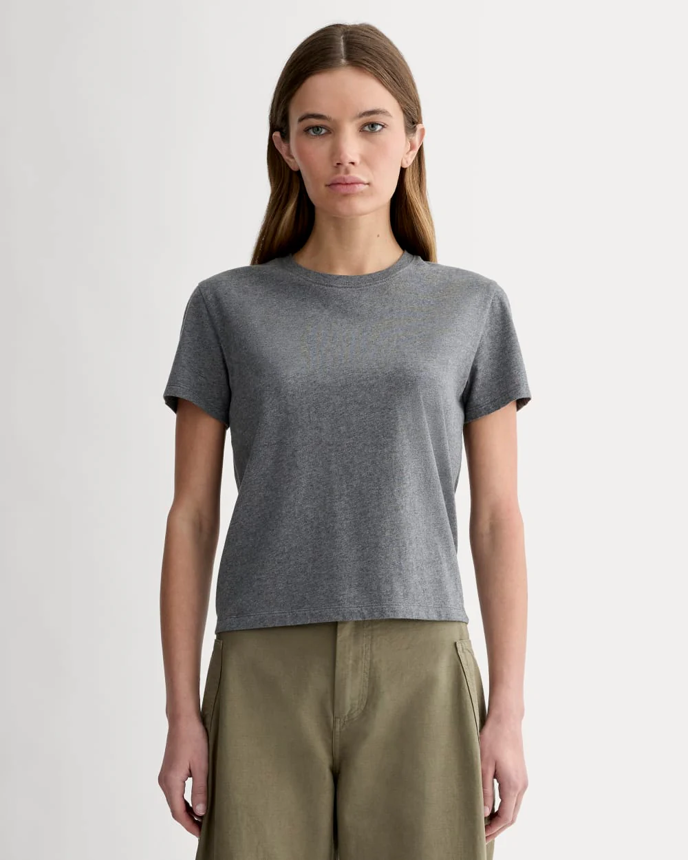 The Box-Cut Tee in Essential Cotton | Heathered Charcoal | No Pocket