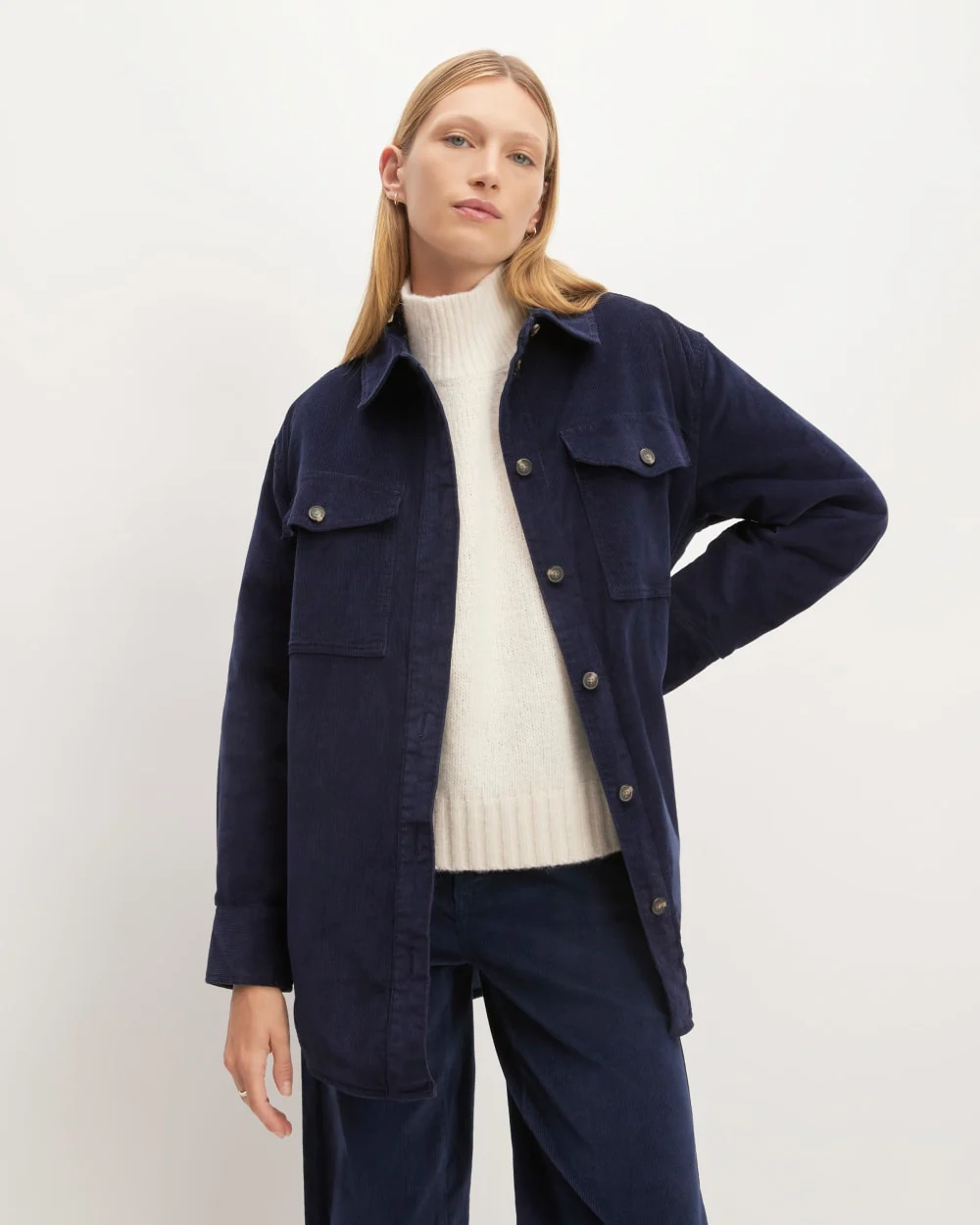 The Corduroy Oversized Shirt Jacket | Navy