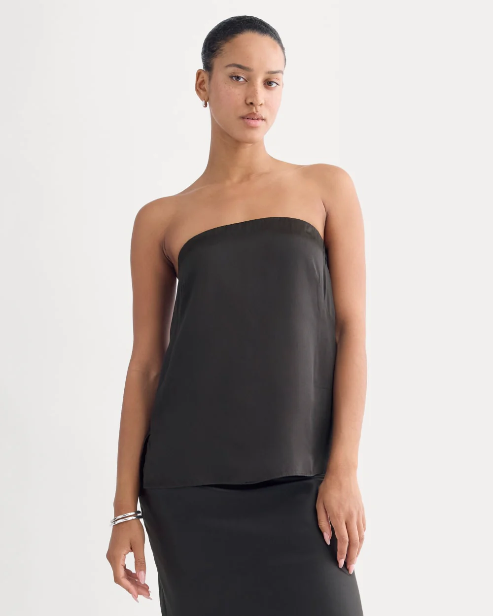 Thin Strap Cami in Silk Charmeuse | Black