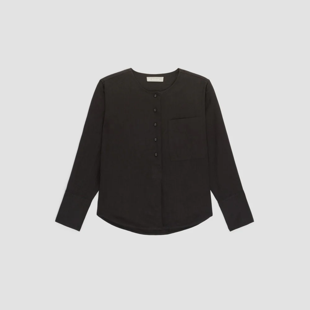 The Linen Popover Shirt | Black